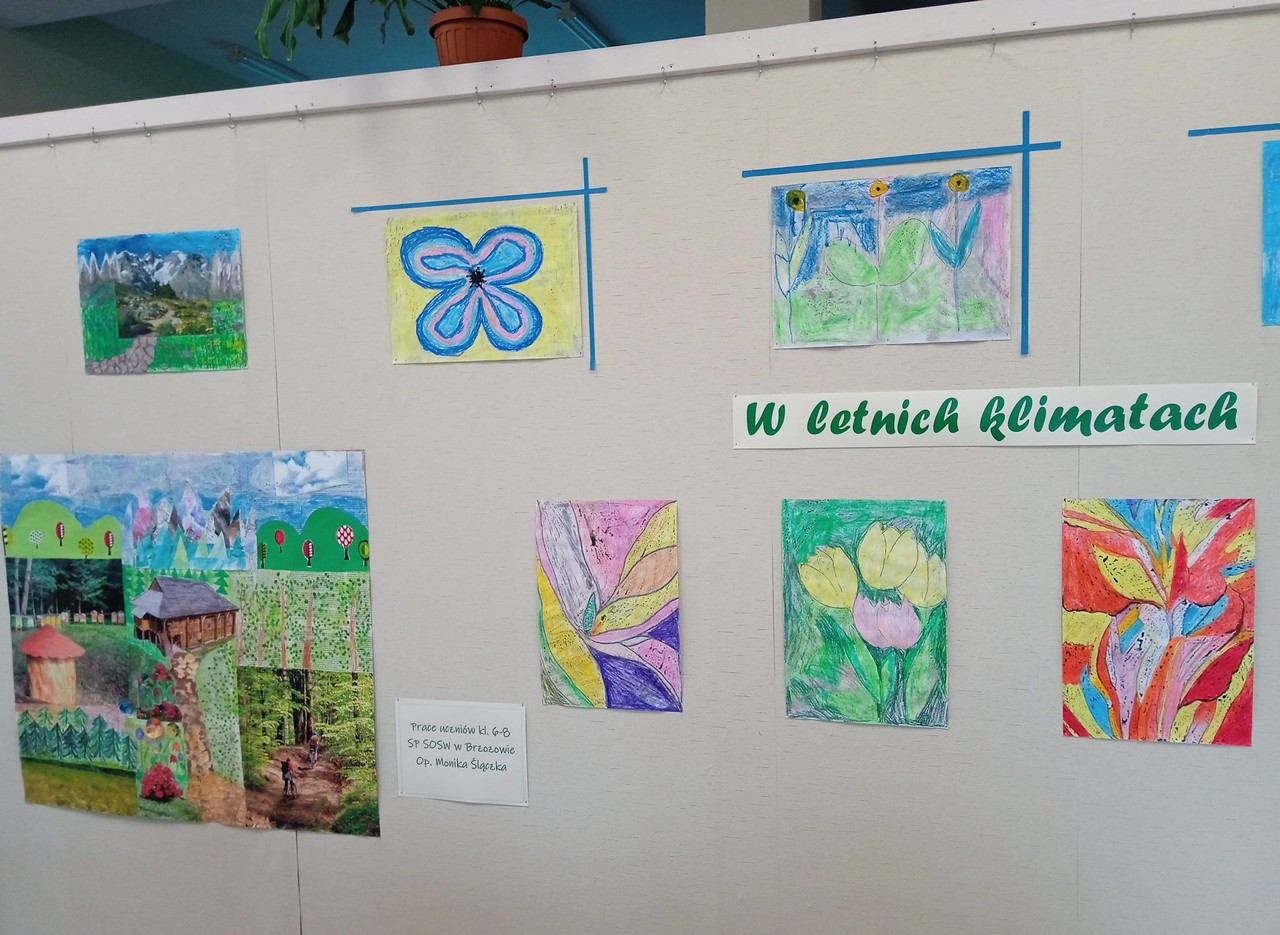 Wystawa prac uczniów klasy VI-VIII H SP „W letnich klimatach” w Pedagogicznej Bibliotece Wojewódzkiej w Brzozowie
